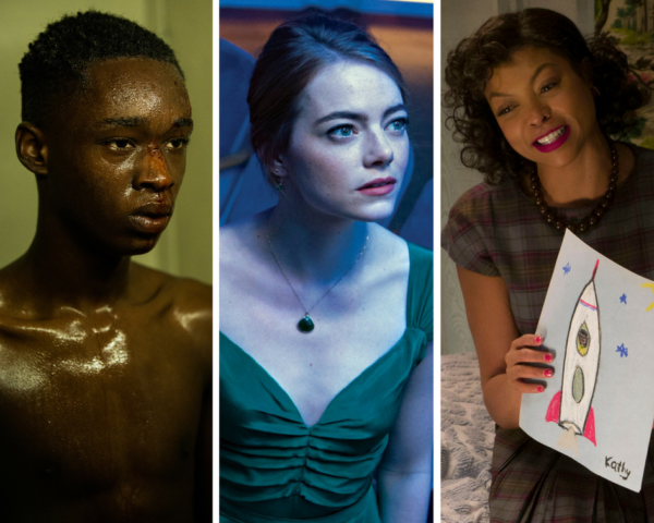 Triptych showcasing “Moonlight,” “La La Land,” & “Hidden Figures,” from A24 Lionsgate/Fox in Huff Post.