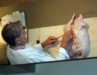 Rudi Weid sewing up a turducken Rudi Weid sewing up a turducken