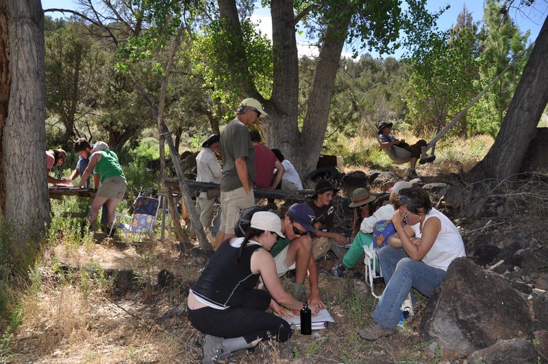 Students work in groups on a design slam at The Oasis
