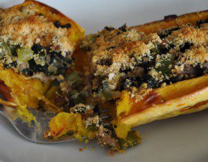 Kale, turkey sausage-stuffed Delicata squash