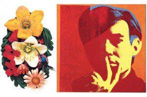 Koons relief juxtaposed to Warhol self-portrait