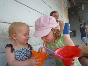 Siri and Quincy into some Hawaiian shave ice