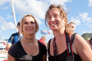 Laura Dekker with filmmaker Jillian Schlesinger when she finished her trip in St. Maarten