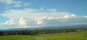 white clouds blue sky