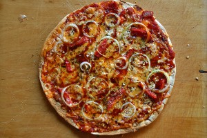 Swap your pizza crust for whole wheat tortilla, from Huff Post Healthy Living