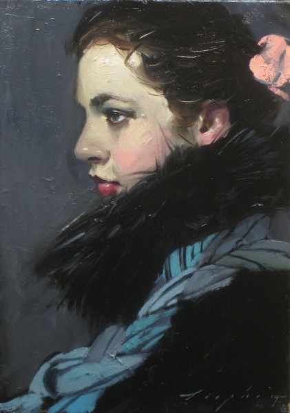 Blue Scarf, Liepke, 10 x 14