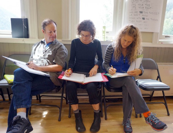 Clay, Sally & Kim, putting this year’s Mudd Butts script together