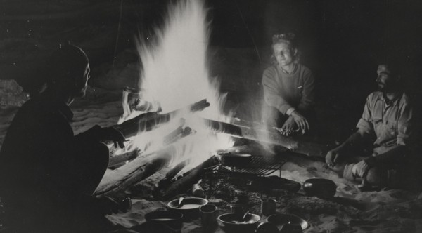 French trio under a Colorado campfire.