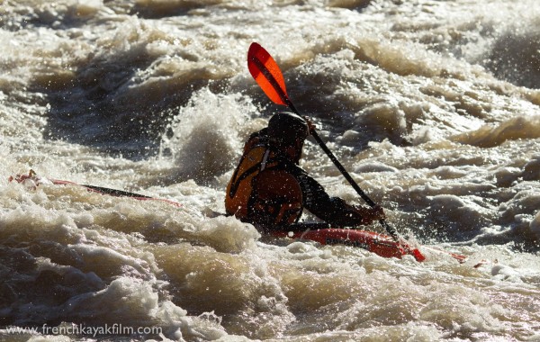 Ian McClusky a newbie kayaker, in the rapids.