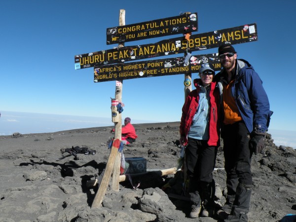 Brad & Melissa at summit of Uhuru Peak.