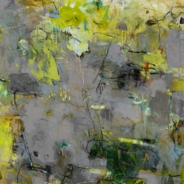 Krista Harris', "Dancing In Her Shadow," 48" x 48" mixed media on canvas