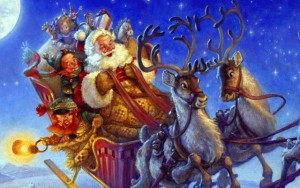 santa reindeer elves sleigh