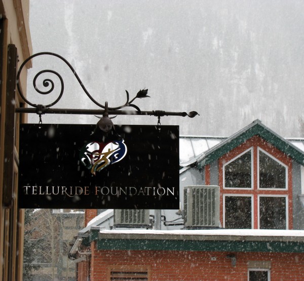Telluride Foundation sign by metal artist Lisa Issenberg