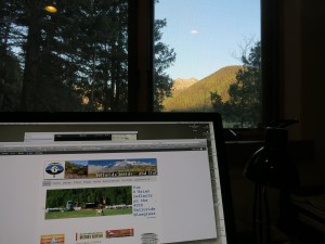 Mountains beyond my computer