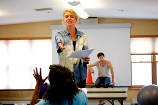  Actress Lori Gardner rehearsing last year's TPF reading  of "The Banana Tree."