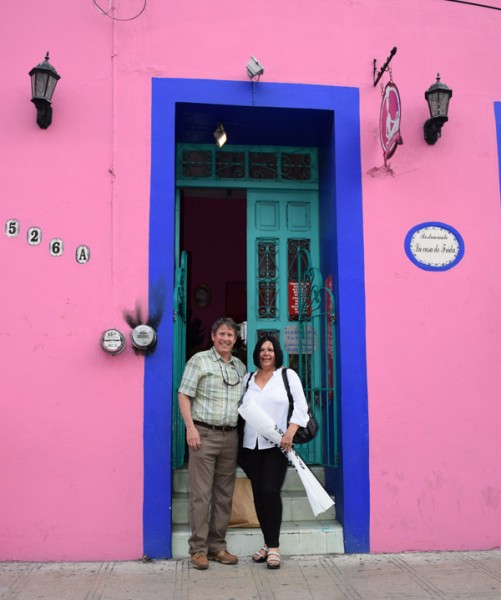 John Pryor and Dr. Xiomara Galvez about to enter the "giants' door" at Casa de Frida in Merida. image: Armando Ubeda/LightHawk