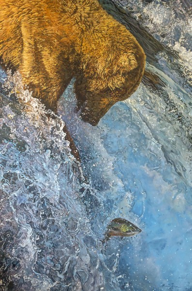 Bear Fishig, Nicole Finger. (This work is on display at Gold Mountain Gallery)