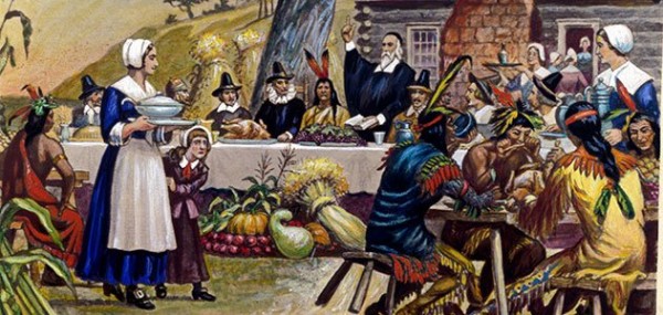 According to the Smithsonisian, traditional Thanksgiving dinner includes turkey, stuffing and mashed potatoes but the First Thanksgiving likely included wildfowl, corn, porridge and venison. (Bettmann / Corbis) 