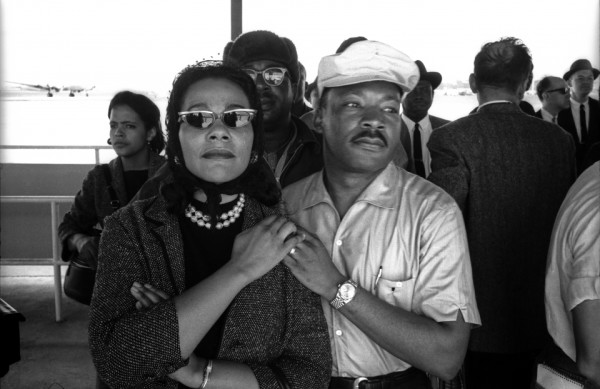 Loretta Scott King and Martin Luther King Jr. at the Montgomery Municipal Airport Montgomery, March 24th, 1965.