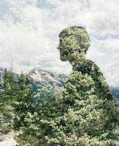 Telluride Man, 11” x 9”, double exposure photograph on film, by Malarie Reising 