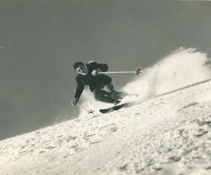 Louise skiing Alta 40's style