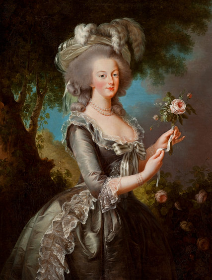Marie Antoinette With a Rose” (1783) is part of the exhibition “Vigée Le Brun: Woman Artist in Revolutionary France” at the Metropolitan Museum of Art, courtesy, The New York Times.
