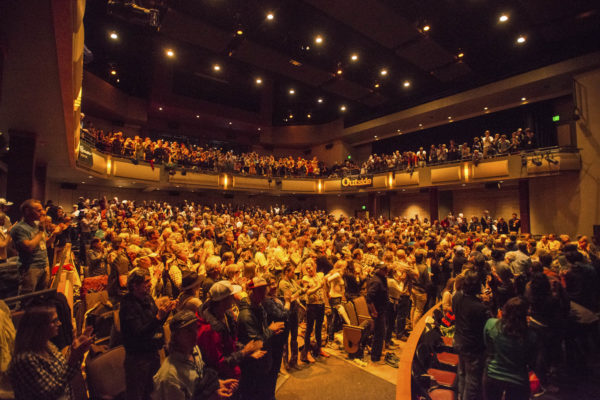 A standing ovation at Mountainfilm 2014 screening of DamNATION, Melissa Plantz for Telluride Mountainfilm.