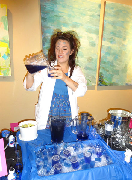 "Perfect Pinhead Potion" winner Colleen Thompson of the Corner House crafts her color-morphing Electric Cocktail Acid Test during last year's Science of Cocktails. (Pinhead Institute courtesy photo).