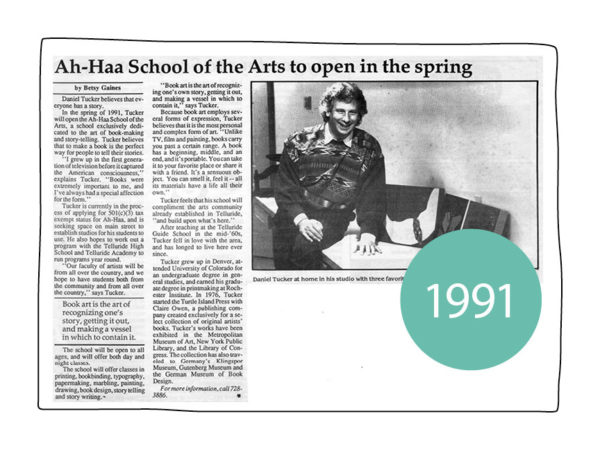 1991: Ah Ha School opens in the Stronghouse Building in June 1991.